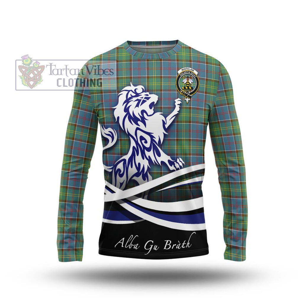 Whitelaw Tartan Long Sleeve T-Shirt with Alba Gu Brath Regal Lion Emblem Unisex - Tartanvibesclothing Shop