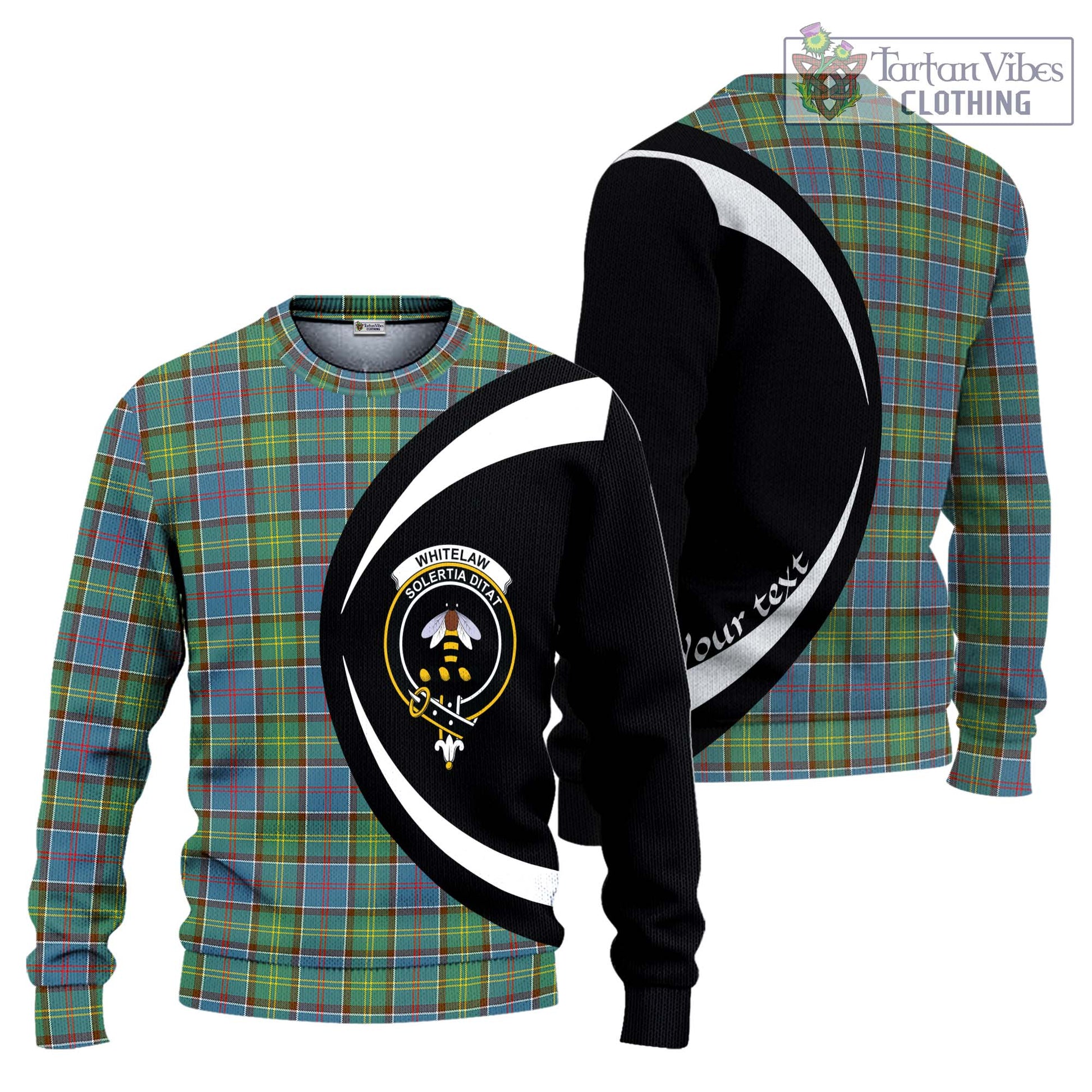 Tartan Vibes Clothing Whitelaw Tartan Knitted Sweater with Family Crest Circle Style