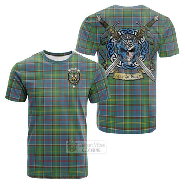 Whitelaw Tartan Cotton T-shirt with Family Crest Celtic Skull Style