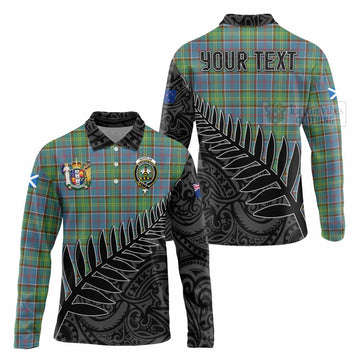 Whitelaw Crest Tartan Long Sleeve Polo Shirt with New Zealand Silver Fern Half Style