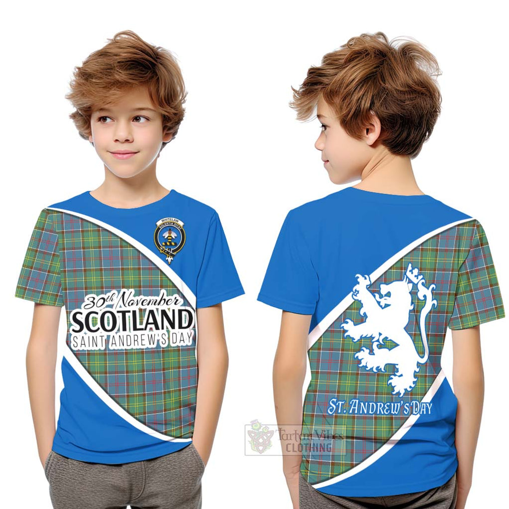 Tartan Vibes Clothing Whitelaw Family Crest Tartan Kid T-Shirt Celebrate Saint Andrew's Day in Style