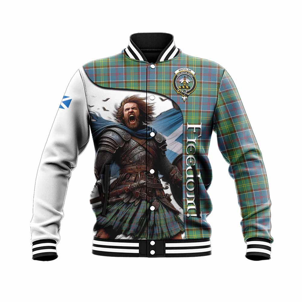 Tartan Vibes Clothing Whitelaw Crest Tartan Baseball Jacket Inspired by the Freedom of Scottish Warrior