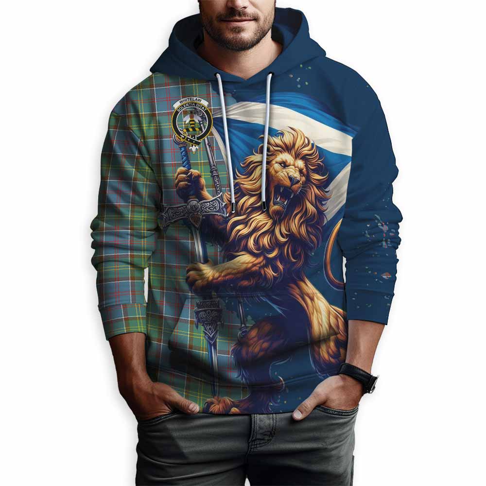 Whitelaw Tartan Family Crest Hoodie with Scottish Majestic Lion