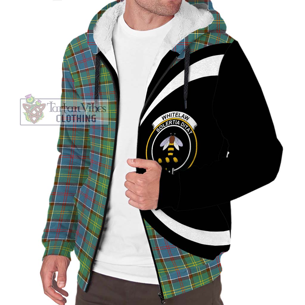 Tartan Vibes Clothing Whitelaw Tartan Sherpa Hoodie with Family Crest Circle Style