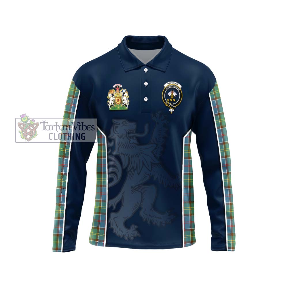 Tartan Vibes Clothing Whitelaw Tartan Long Sleeve Polo Shirt with Family Crest and Lion Rampant Vibes Sport Style