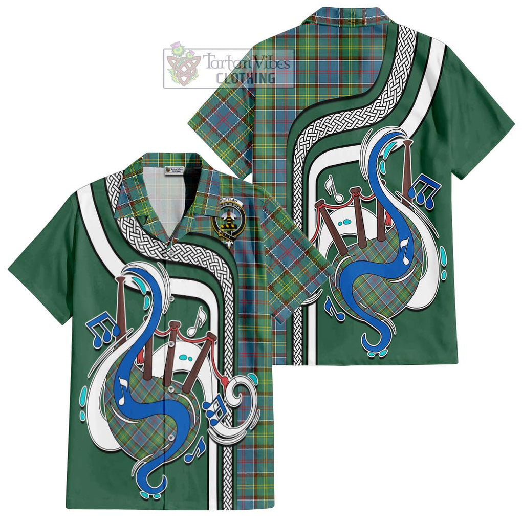 Whitelaw Tartan Short Sleeve Button Shirt with Epic Bagpipe Style Kid - Tartanvibesclothing Shop