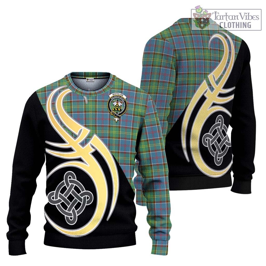 Whitelaw Tartan Knitted Sweater with Family Crest and Celtic Symbol Style Unisex - Tartan Vibes Clothing