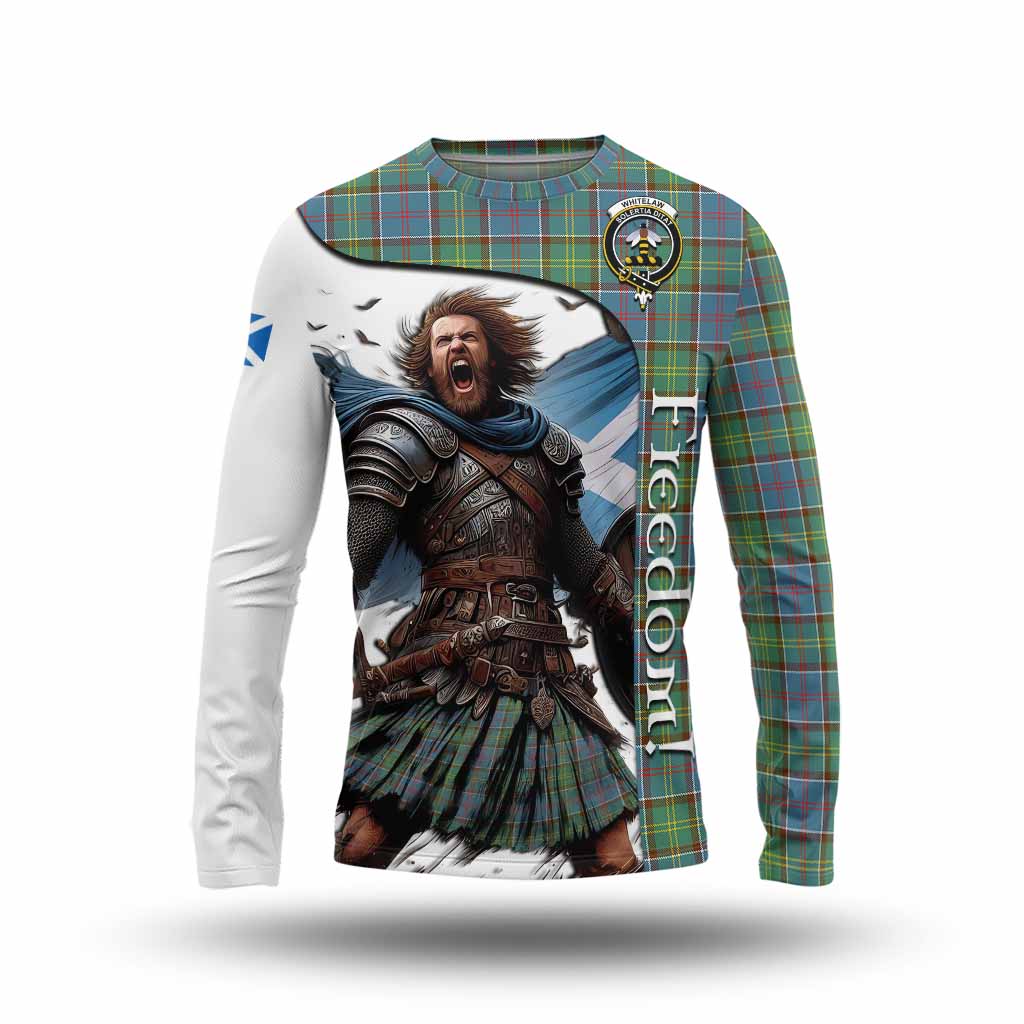 Tartan Vibes Clothing Whitelaw Crest Tartan Long Sleeve T-Shirt Inspired by the Freedom of Scottish Warrior