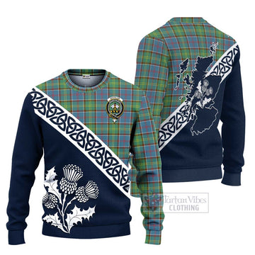 Whitelaw Tartan Knitted Sweater Featuring Thistle and Scotland Map