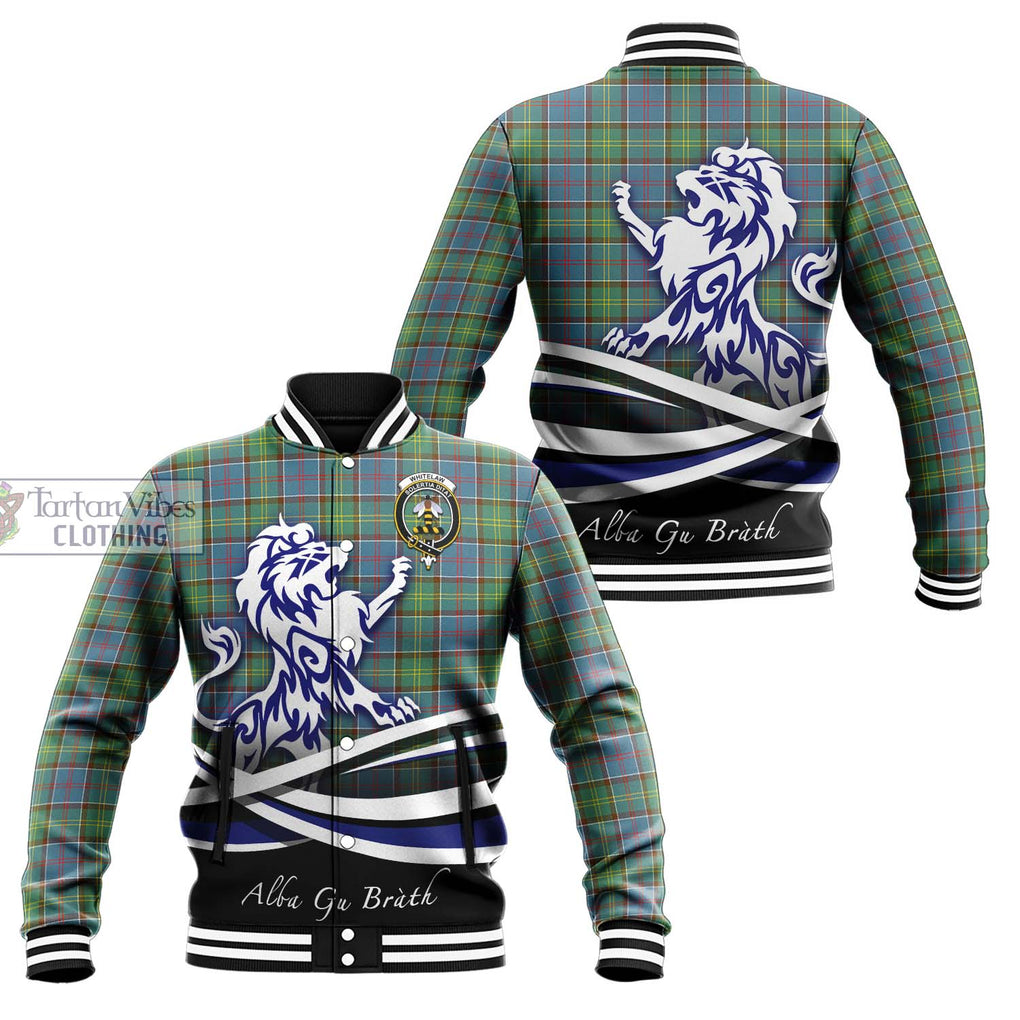 Whitelaw Tartan Baseball Jacket with Alba Gu Brath Regal Lion Emblem Unisex - Tartanvibesclothing Shop