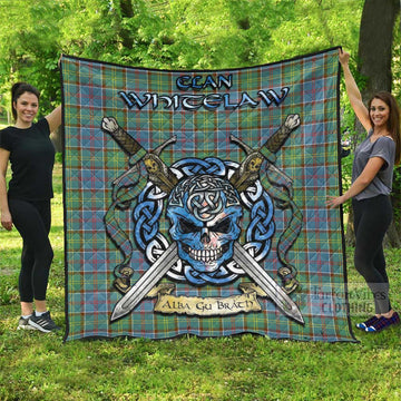 Whitelaw Tartan Quilt with Celtic Skull Alba Gu Brath Style