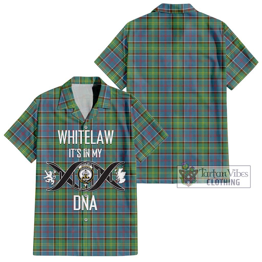 Tartan Vibes Clothing Whitelaw Tartan Short Sleeve Button Shirt with Family Crest DNA In Me Style