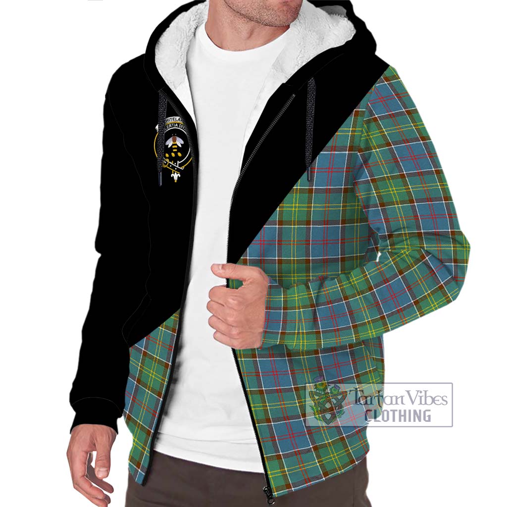 Tartan Vibes Clothing Whitelaw Tartan Sherpa Hoodie with Family Crest and Military Logo Style