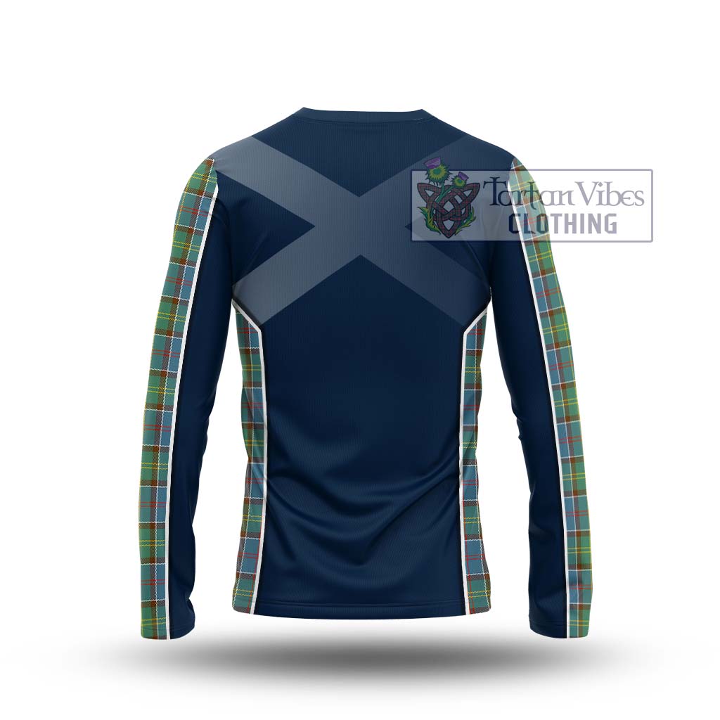 Tartan Vibes Clothing Whitelaw Tartan Long Sleeve T-Shirt with Family Crest and Lion Rampant Vibes Sport Style