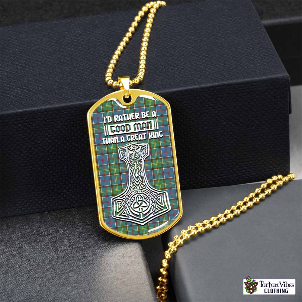 Tartan Vibes Clothing Whitelaw Tartan Dog Tag Necklace Viking Mjolnir Style