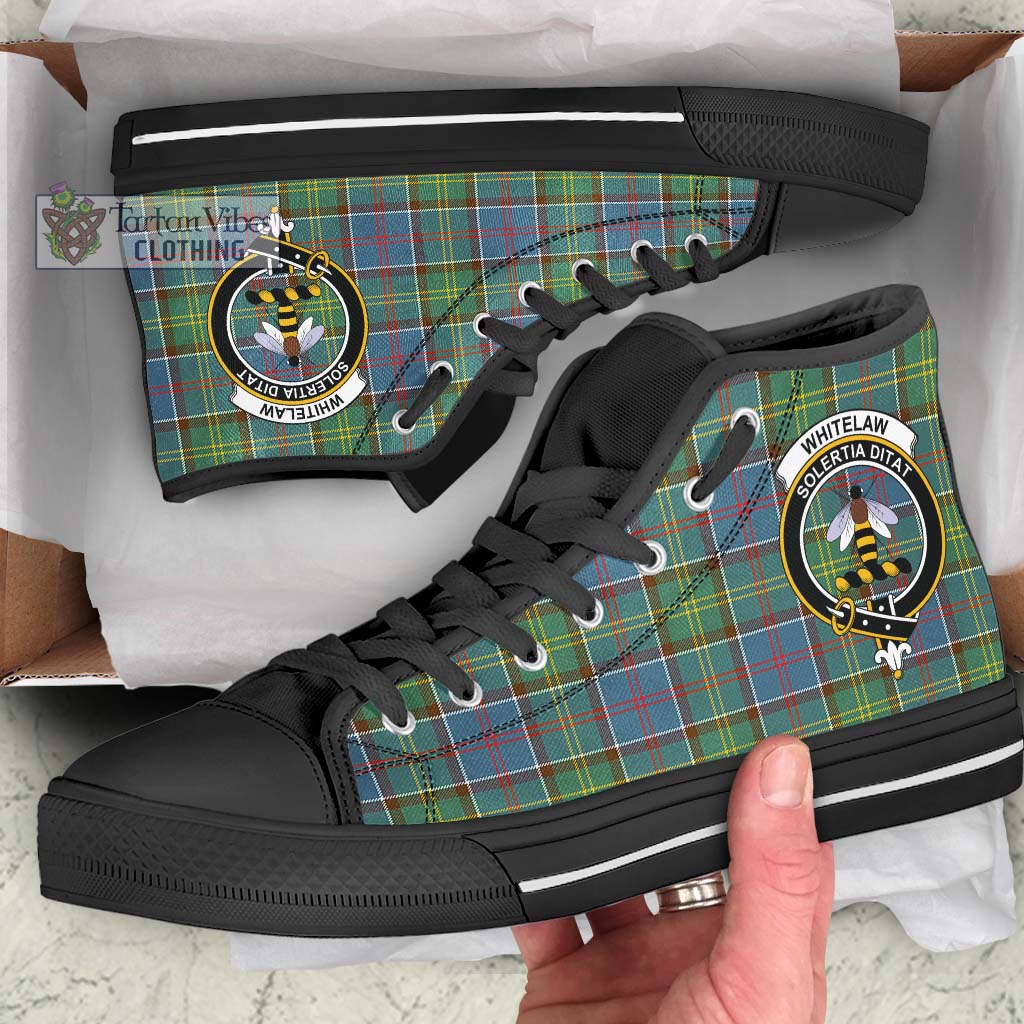 Tartan Vibes Clothing Whitelaw Tartan High Top Shoes with Family Crest