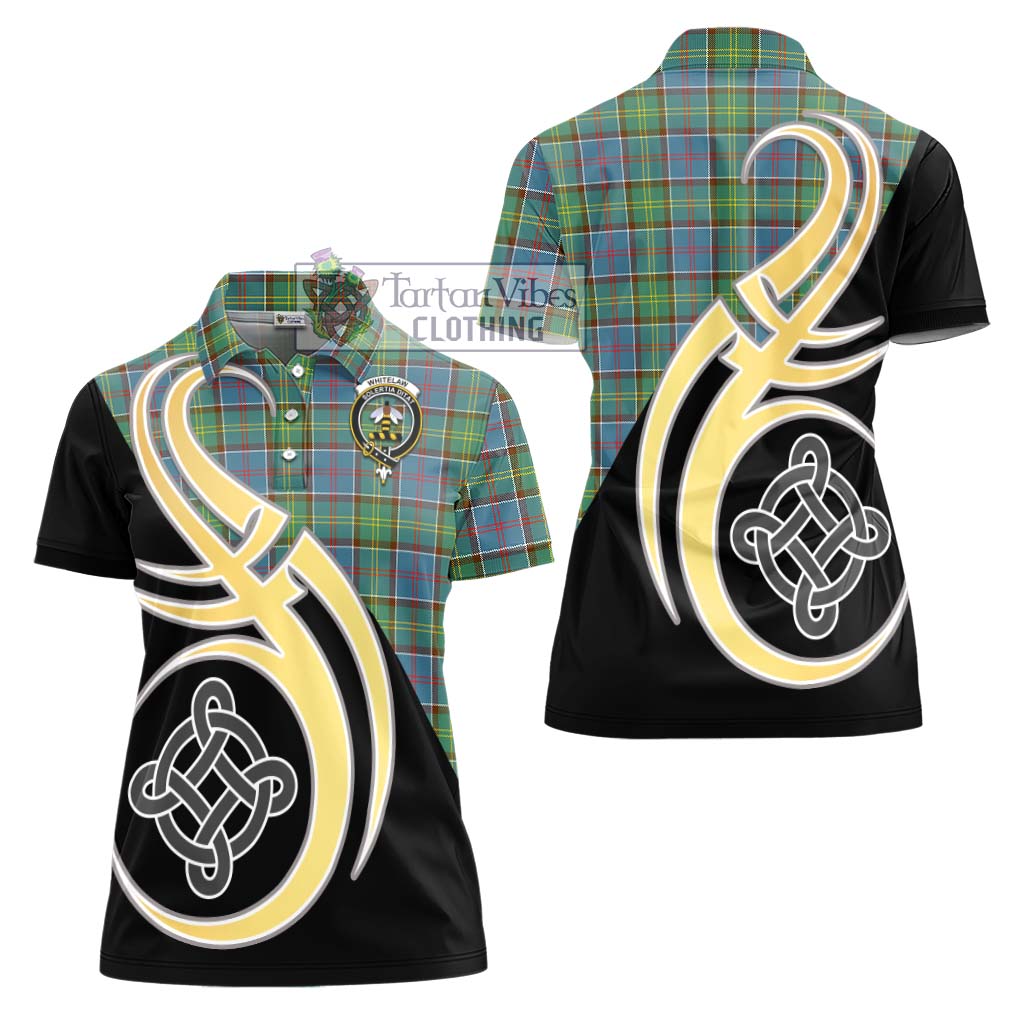 Whitelaw Tartan Women's Polo Shirt with Family Crest and Celtic Symbol Style - Tartan Vibes Clothing