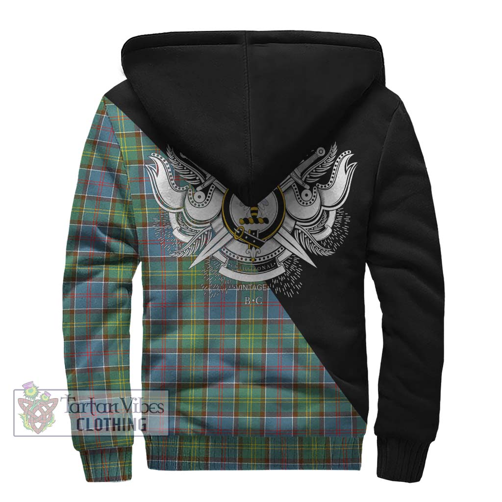 Tartan Vibes Clothing Whitelaw Tartan Sherpa Hoodie with Family Crest and Military Logo Style