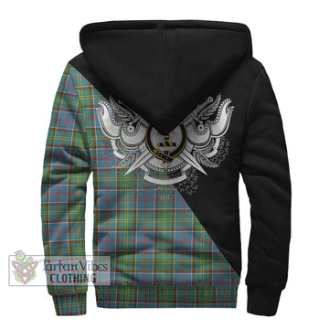 Whitelaw Tartan Sherpa Hoodie with Family Crest and Military Logo Style