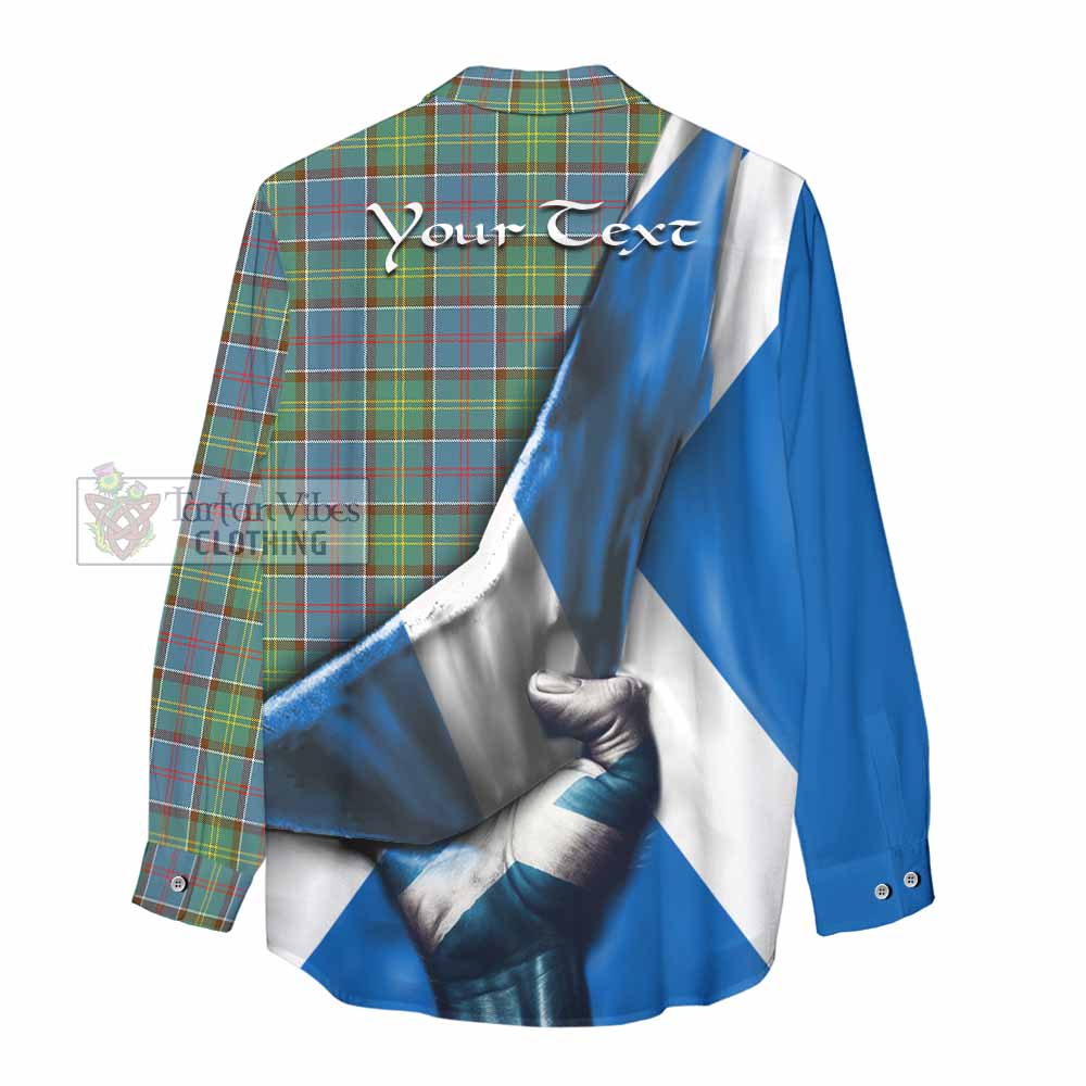 Tartan Vibes Clothing Whitelaw Tartan Women's Casual Shirt with Family Crest Scotland Patriotic Style