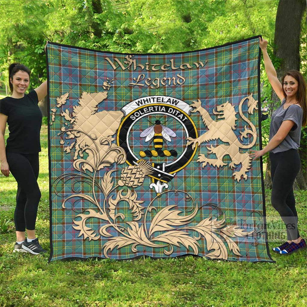 Tartan Vibes Clothing Whitelaw Tartan Quilt with Family Crest and Scottish Symbol Style