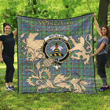 Whitelaw Tartan Quilt with Family Crest and Scottish Symbol Style