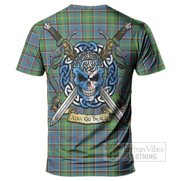 Whitelaw Tartan T-Shirt with Family Crest Celtic Skull Style