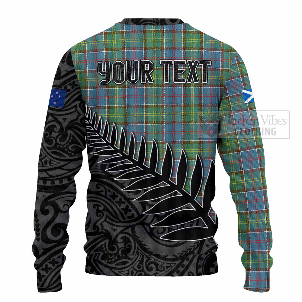 Tartan Vibes Clothing Whitelaw Crest Tartan Knitted Sweater with New Zealand Silver Fern Half Style