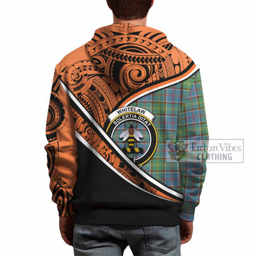 Whitelaw Crest Tartan Hoodie with Polynesian Vibes Style - Orange Version