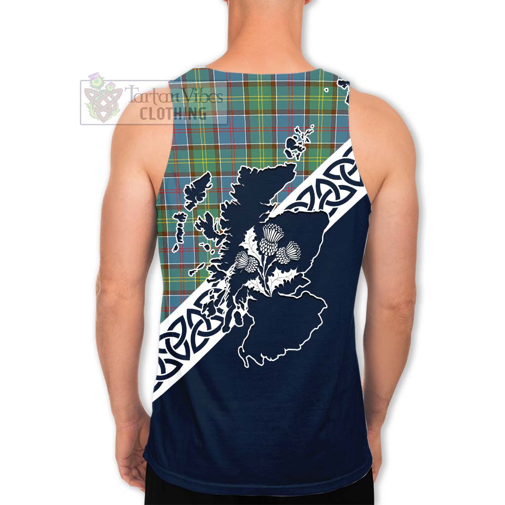 Tartan Vibes Clothing Whitelaw Tartan Men's Tank Top Featuring Thistle and Scotland Map