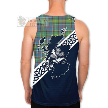 Whitelaw Tartan Men's Tank Top Featuring Thistle and Scotland Map