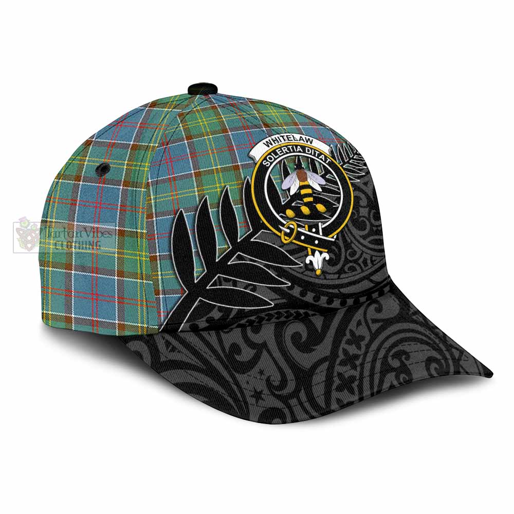 Tartan Vibes Clothing Whitelaw Tartan Classic Cap with New Zealand Silver Fern Half Style