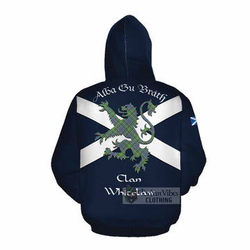 Whitelaw Tartan Lion Rampant Cotton Hoodie Proudly Display Your Heritage with Alba Gu Brath and Clan Name Pullover Hoodie - Tartan Vibes Clothing