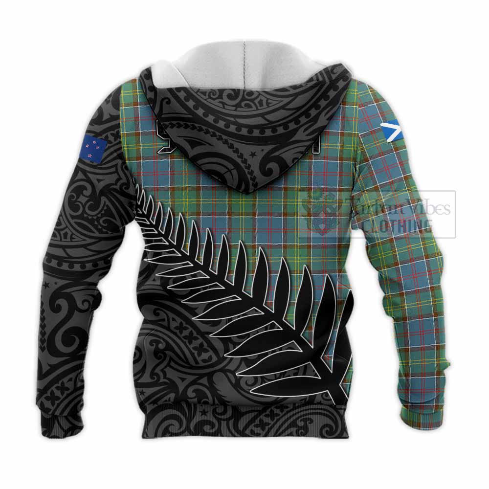 Tartan Vibes Clothing Whitelaw Crest Tartan Knitted Hoodie with New Zealand Silver Fern Half Style