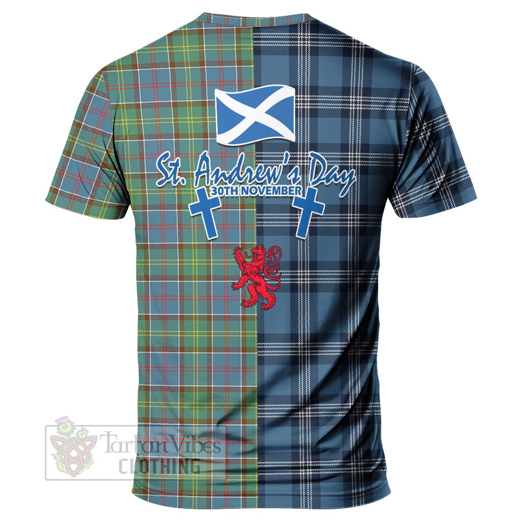 Tartan Vibes Clothing Whitelaw Tartan T-Shirt Happy St. Andrew's Day Half Tartan Style