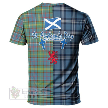 Whitelaw Tartan T-Shirt Happy St. Andrew's Day Half Tartan Style