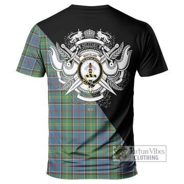 Whitelaw Tartan T-Shirt with Family Crest and Military Logo Style