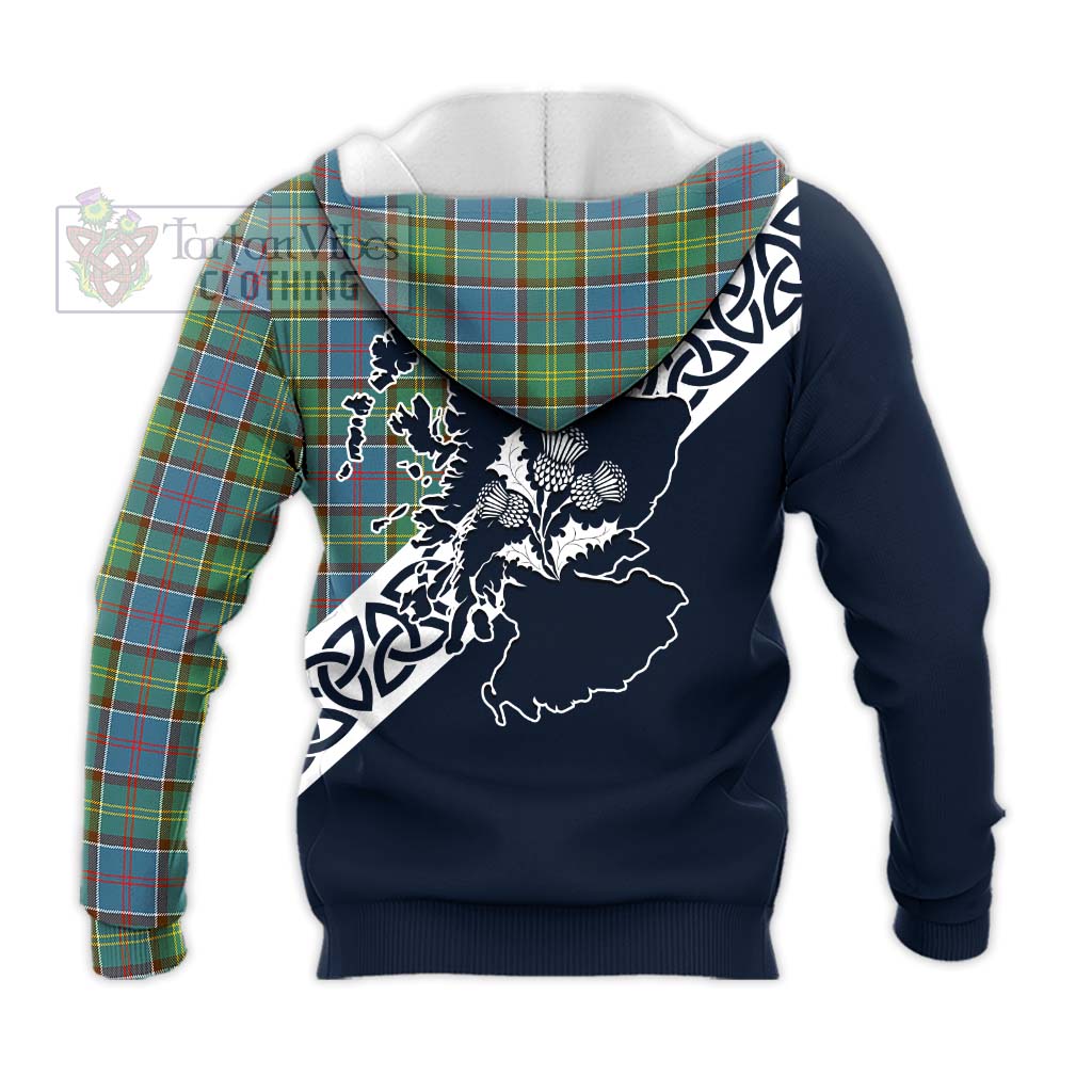 Tartan Vibes Clothing Whitelaw Tartan Knitted Hoodie Featuring Thistle and Scotland Map