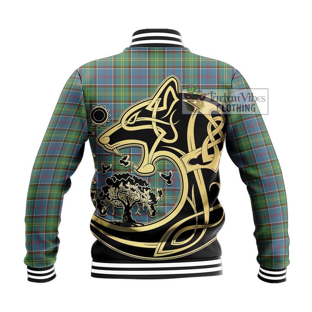 Tartan Vibes Clothing Whitelaw Tartan Baseball Jacket with Family Crest Celtic Wolf Style