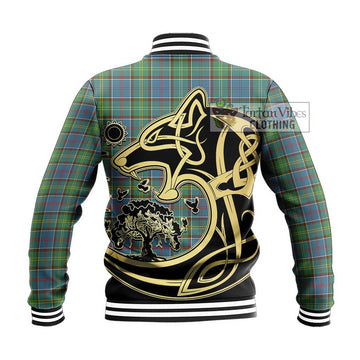 Whitelaw Tartan Baseball Jacket with Family Crest Celtic Wolf Style