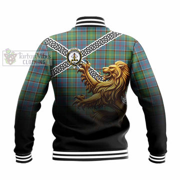 Whitelaw Crest Tartan Baseball Jacket with Golden Lion Emblem Celtic Style - Tartan Vibes Clothing