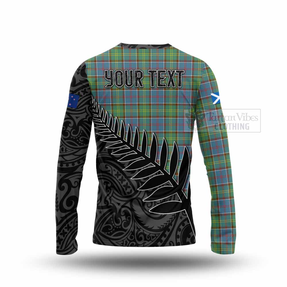 Tartan Vibes Clothing Whitelaw Crest Tartan Long Sleeve T-Shirt with New Zealand Silver Fern Half Style