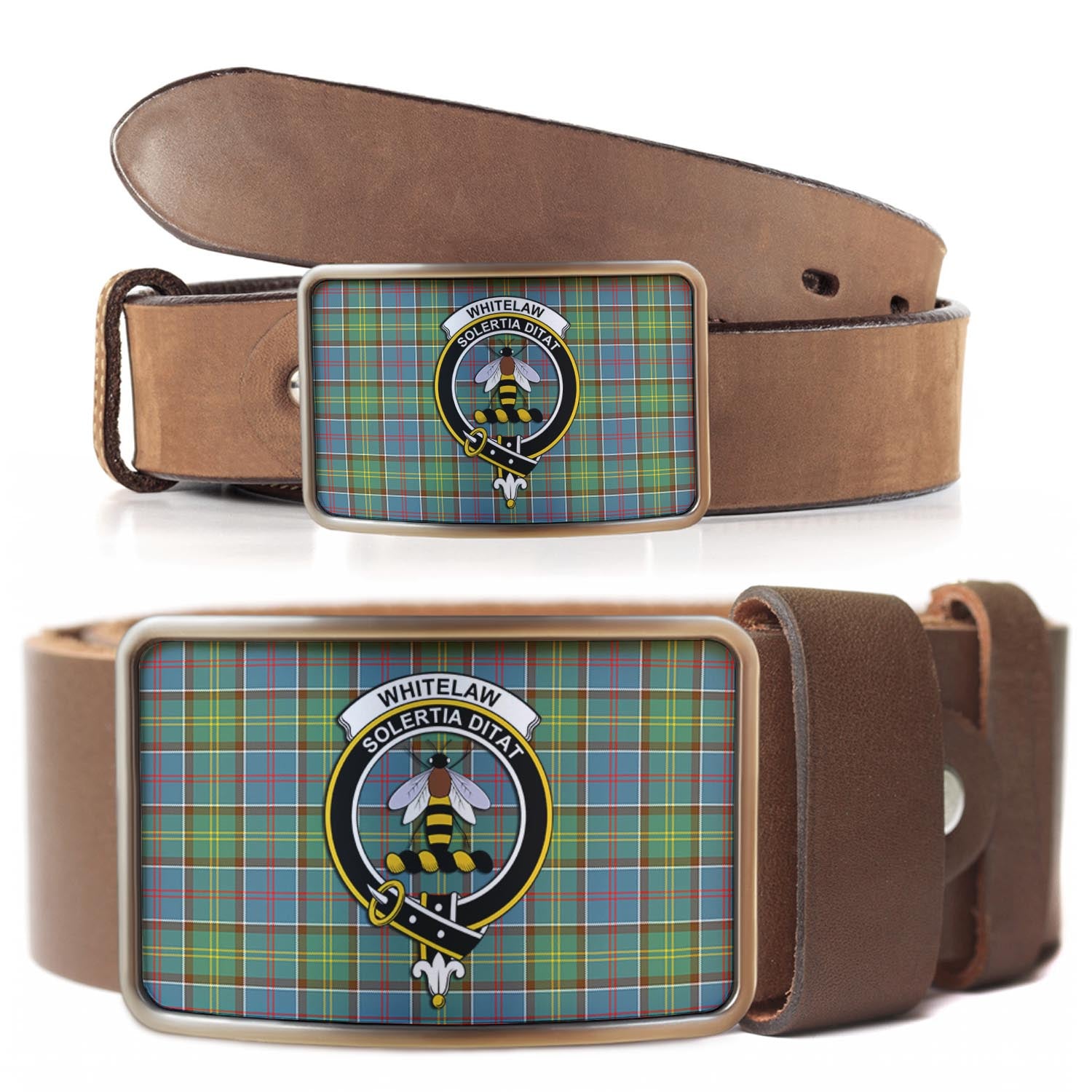 Whitelaw Tartan Belt Buckles with Family Crest - Tartan Vibes Clothing