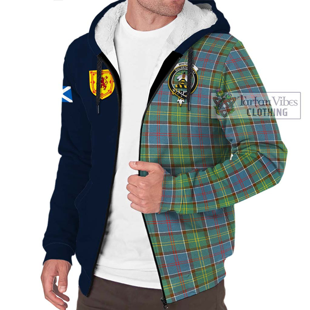 Tartan Vibes Clothing Whitelaw Tartan Sherpa Hoodie with Scottish Lion Royal Arm Half Style