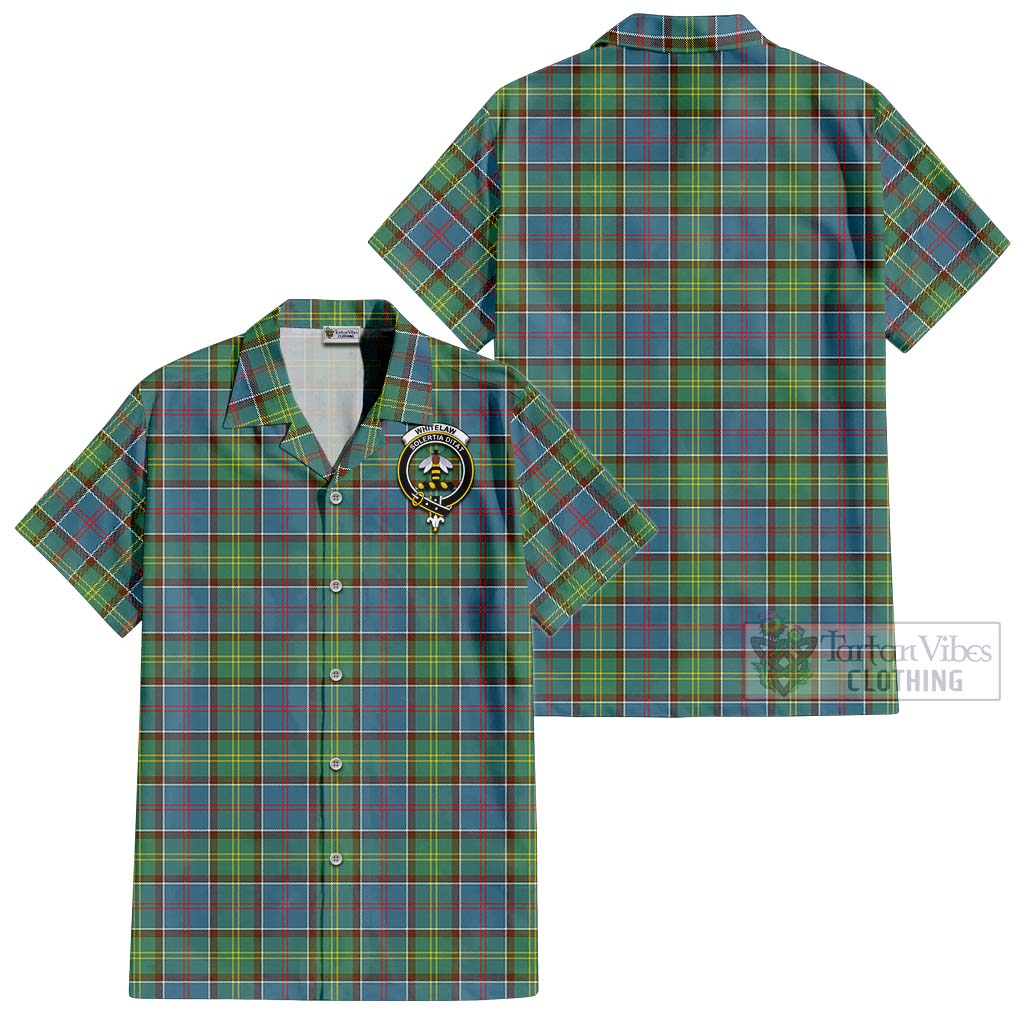 Tartan Vibes Clothing Whitelaw Tartan Cotton Hawaiian Shirt with Family Crest