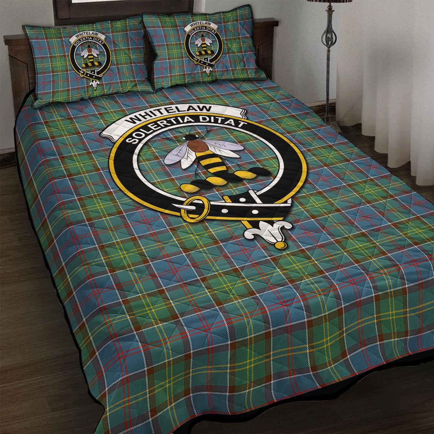 Whitelaw Tartan Quilt Bed Set with Family Crest - Tartan Vibes Clothing