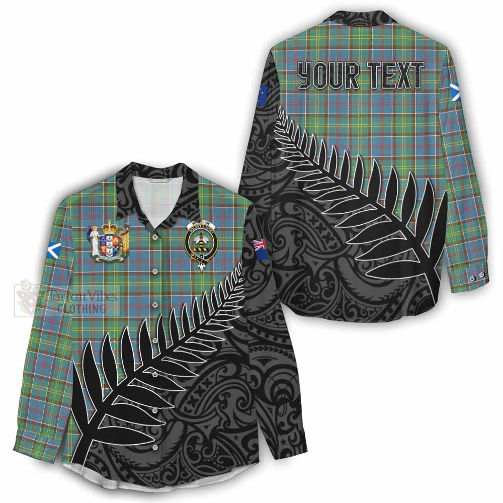 Tartan Vibes Clothing Whitelaw Crest Tartan Women's Casual Shirt with New Zealand Silver Fern Half Style