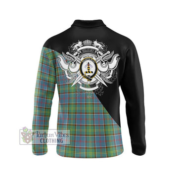 Whitelaw Tartan Long Sleeve Polo Shirt with Family Crest and Military Logo Style