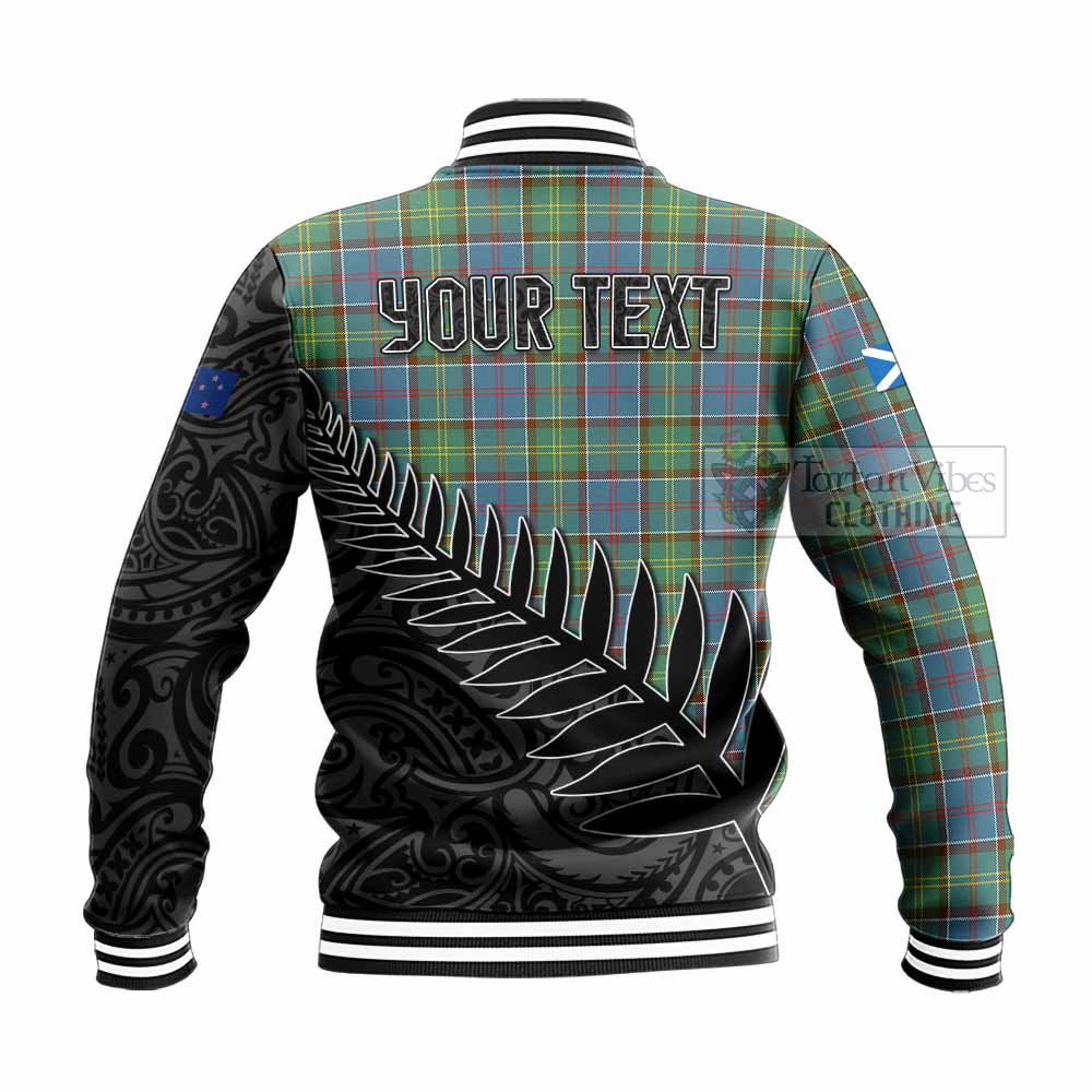 Tartan Vibes Clothing Whitelaw Crest Tartan Baseball Jacket with New Zealand Silver Fern Half Style