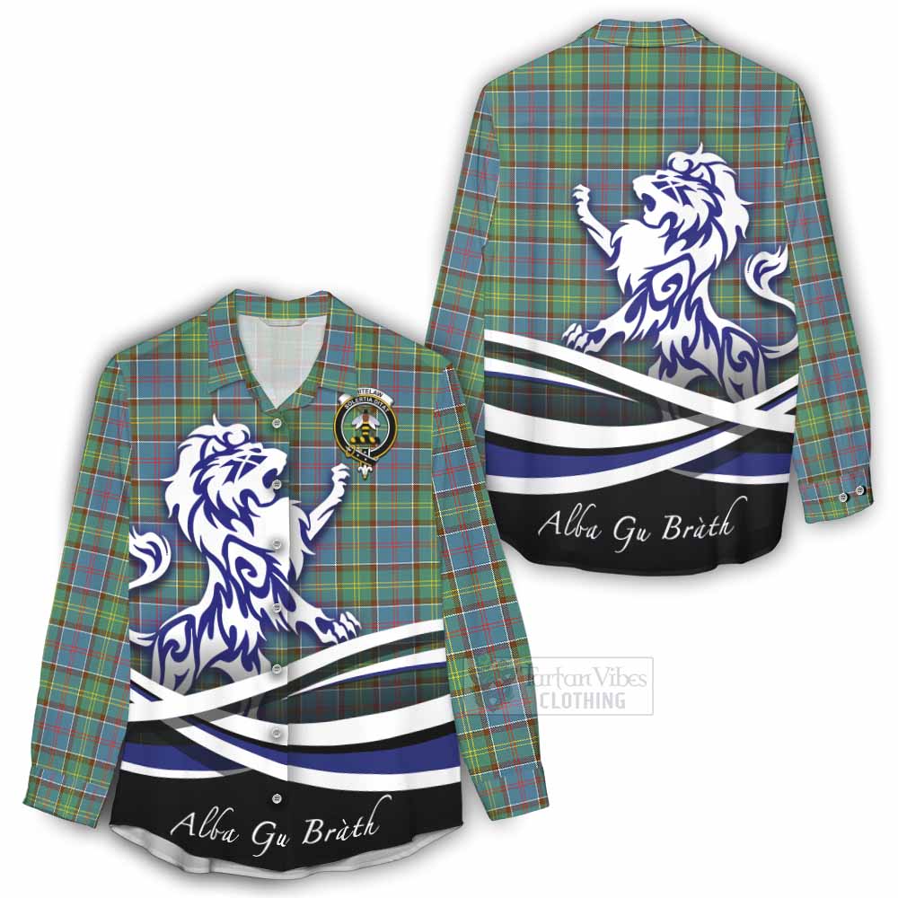 Tartan Vibes Clothing Whitelaw Tartan Women's Casual Shirt with Alba Gu Brath Regal Lion Emblem